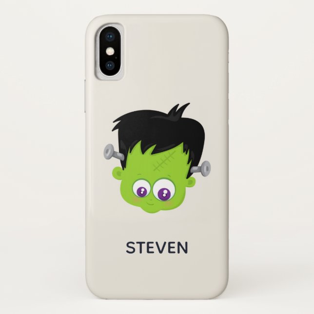 Niedliches Green Frankenstein Monster-Gesicht Hall Case-Mate iPhone Hülle (Rückseite)