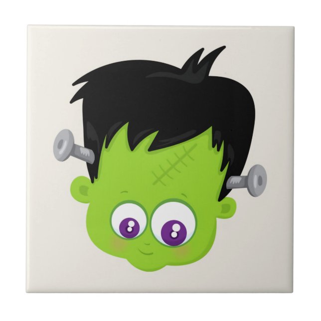 Niedliches Green Frankenstein Monster-Gesicht Hall Fliese (Vorderseite)