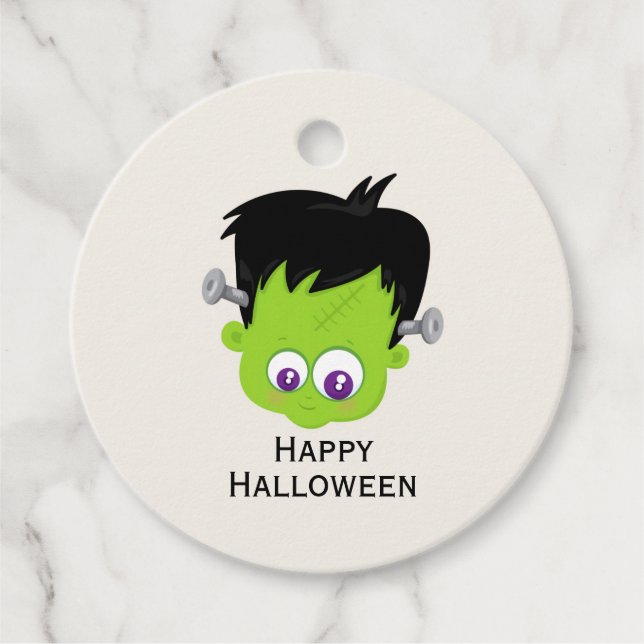 Niedliches Green Frankenstein Monster-Gesicht Hall Geschenkanhänger (Vorderseite)