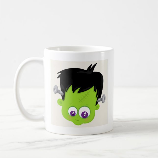 Niedliches Green Frankenstein Monster-Gesicht Hall Kaffeetasse (Links)