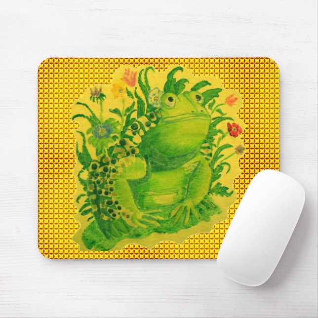 Niedliches Green Frog Artwork Gemälde Mousepad (Mit Mouse)