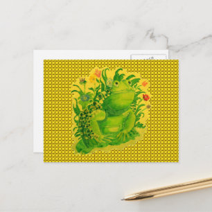 Niedliches Green Frog Artwork Gemälde Postkarte