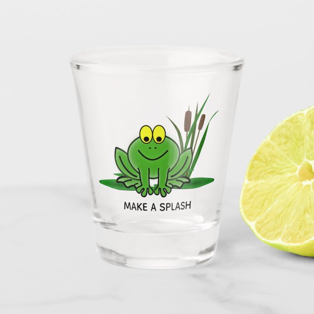Niedliches Green Frosch Design Schnapsglas (Vorderseite)