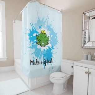 Niedliches Green Frosch Splash Design Duschvorhang