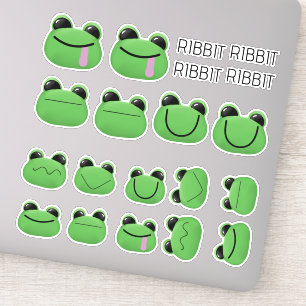 Niedliches Green Frosch Sticker Set