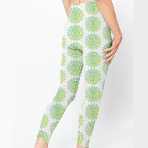Niedliches Green Gold Mandala Muster Hübsch Leggings