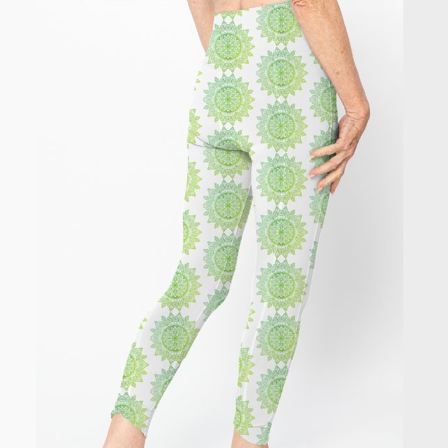 Niedliches Green Gold Mandala Muster Hübsch Leggings (Von Creator hochgeladen)