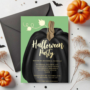Niedliches Green Gold Pumpkin-Halloween-Party Folieneinladung