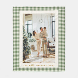 Niedliches Green Kariert Custom Family Foto Weihna Fleecedecke
