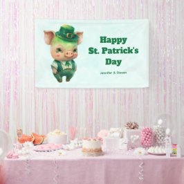 Niedliches Green St. Patrick's Day Pig Party Banner