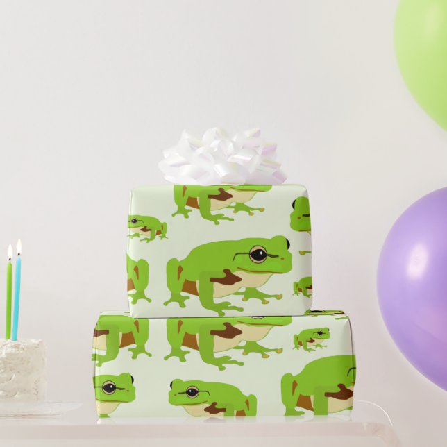 Niedliches Green Tree Frog Muster Geschenkpapier (Partygeschenke)