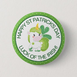 Niedliches Green und White St Patrick's Unicorn & Button
