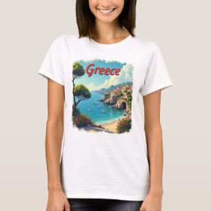 Niedliches Griechenland Seaside Landschaftlich Tra T-Shirt