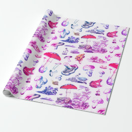 Niedliches Groovy Mushroom Frog Snail Forest Patte Geschenkpapier