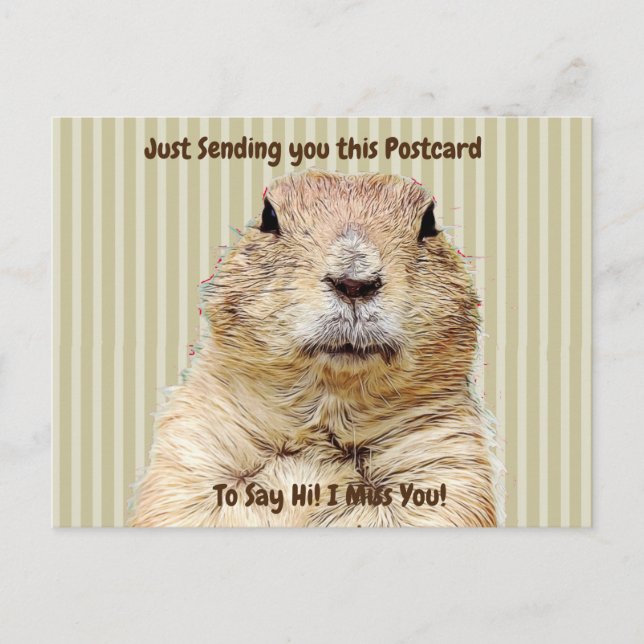 Niedliches Groundhog "I Miss YOU" Sprichwort Hi Postkarte (Vorderseite)