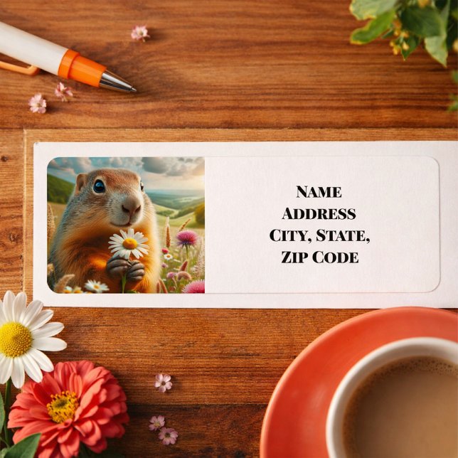 Niedliches Groundhog- und Daisy-Rücksendeadresse-E (Von Creator hochgeladen)