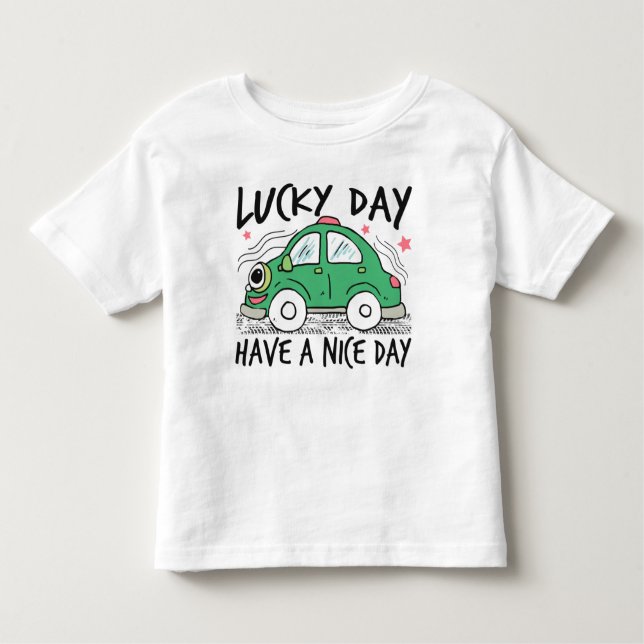 Niedliches grünes Auto Lucky Day Kleinkind T - Shi Kleinkind T-shirt (Vorderseite)