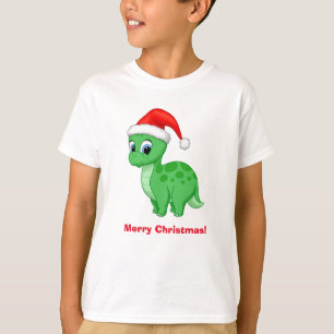 Niedliches grünes Baby Dinosaurier mit Weihnachtsm T-Shirt