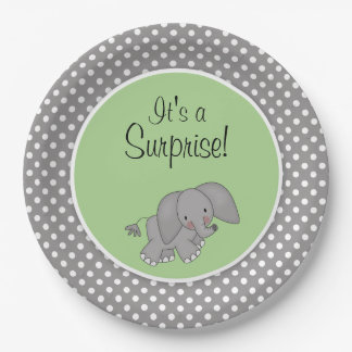 Niedliches grünes Elefant-Geschlechts-neutrale Pappteller