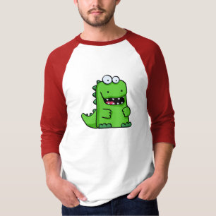 Niedliches grünes Glückliches-Saurus T-Shirt