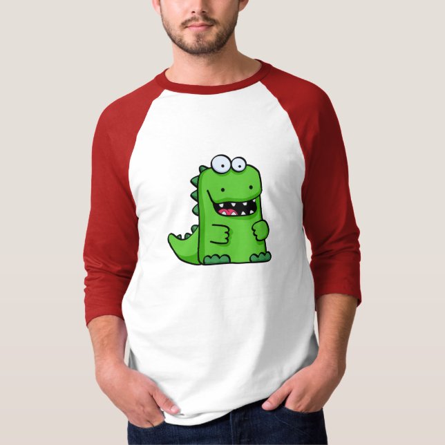 Niedliches grünes Glückliches-Saurus T-Shirt (Vorderseite)