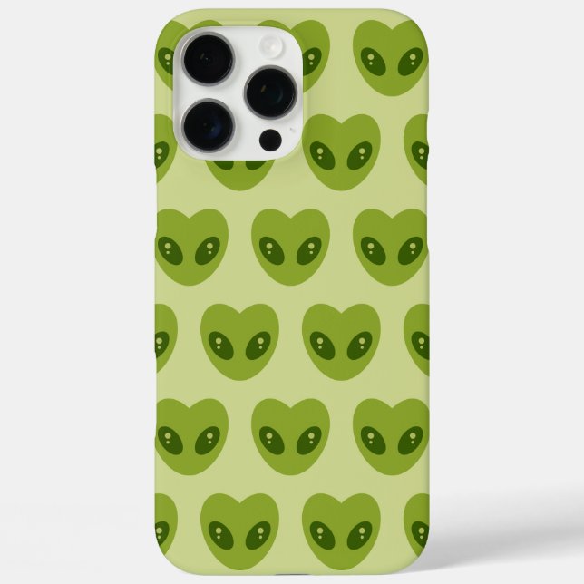 Niedliches Grünes Herz-Shaped Alien Kopfmuster Case-Mate iPhone Hülle (Rückseite)