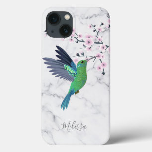 Niedliches Grünes Hummingbird Cherry Blossom Monog Case-Mate iPhone Hülle