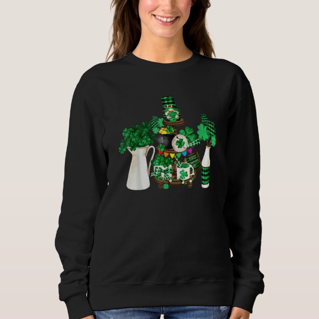 Niedliches, grünes Kleeblatt mit Happy St Patricks Sweatshirt (Vorderseite)