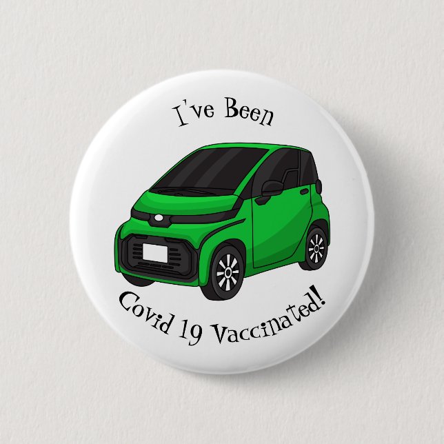 Niedliches grünes Kleinwagen Button (Vorderseite)