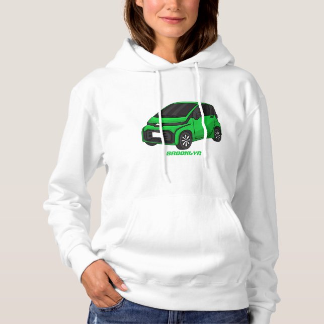 Niedliches grünes Kleinwagen Hoodie (Vorderseite)