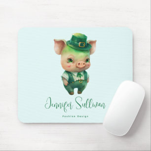 Niedliches grünes Märchenschwein in Extravaganter  Mousepad