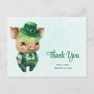 Niedliches grünes Märchenschwein in vornehmer Klei Postkarte