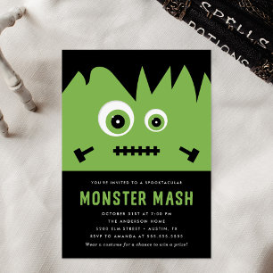 Niedliches grünes Monster-Mash-Halloween-Party Einladung