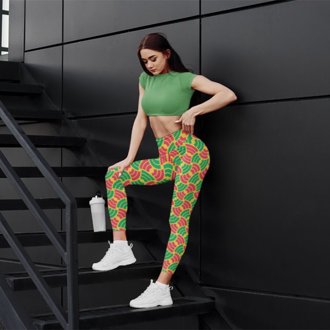 Niedliches grünes Retro-Yoga Frauen - Helle Leggin Leggings (Von Creator hochgeladen)