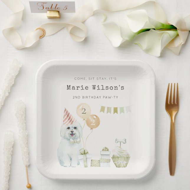 Niedliches grünes Rost Party Welpe Hund jedes Alte Pappteller (Hochzeit)
