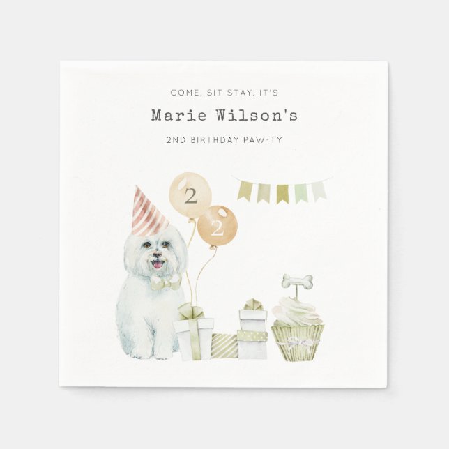 Niedliches grünes Rost Party Welpe Hund jedes Alte Serviette (Vorderseite)