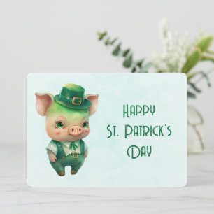 Niedliches grünes St. Patrick's Day Pig Feiertagskarte