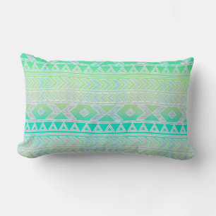 Niedliches grünes und Aquamarines Aztec Stylic Mus Lendenkissen