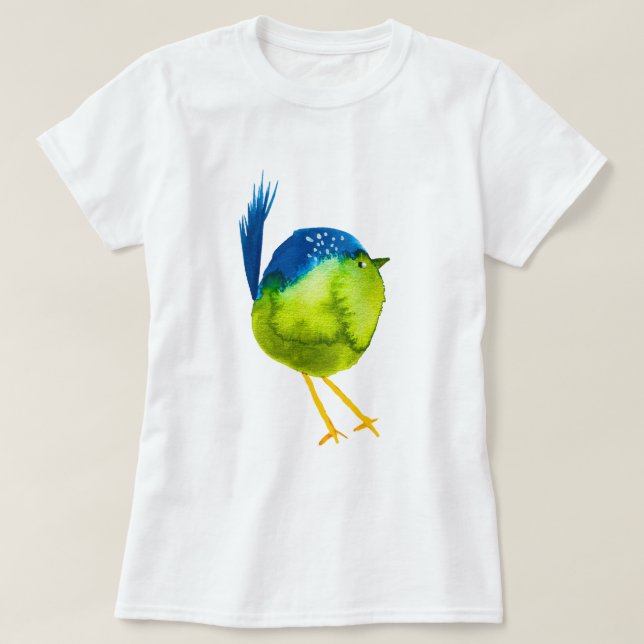 Niedliches grünes Vogelgewässer T-Shirt (Design vorne)