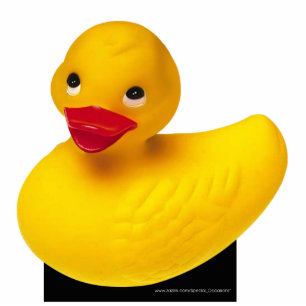 Niedliches Gummiducky auf Sockel Freistehende Fotoskulptur