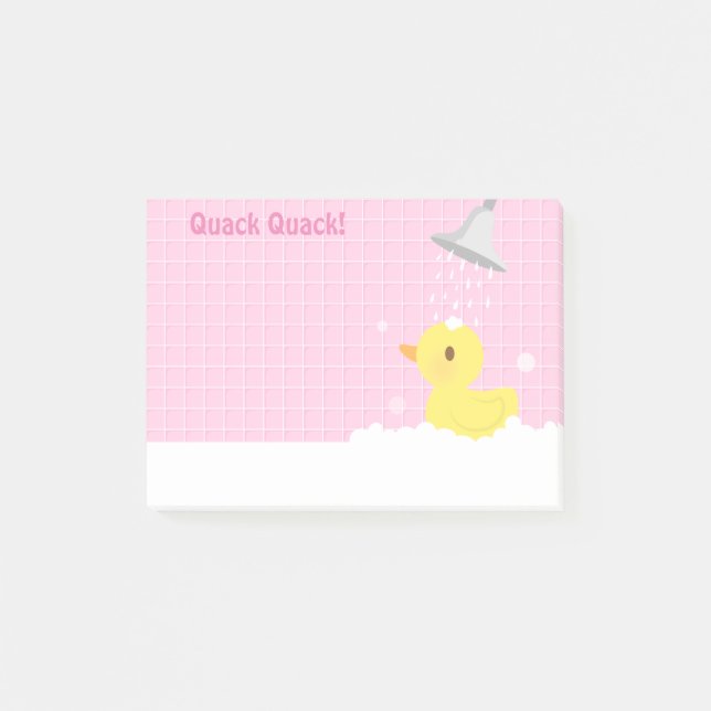 Niedliches Gummiducky in der Dusche für Mädchen Post-it Klebezettel (Vorderseite)