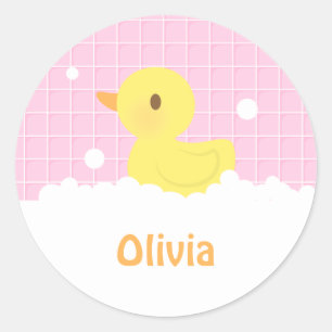 Niedliches Gummiducky in der Dusche für Mädchen Runder Aufkleber