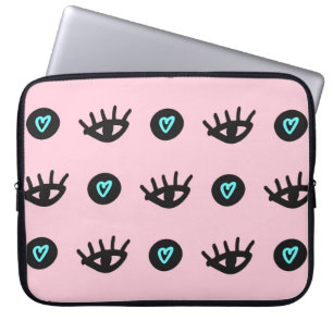 Niedliches, gürtelloses Muster mit doodlen Augen u Laptopschutzhülle