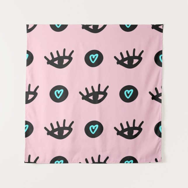 Niedliches, gürtelloses Muster mit doodlen Augen u Wandteppich (Vorderseite)
