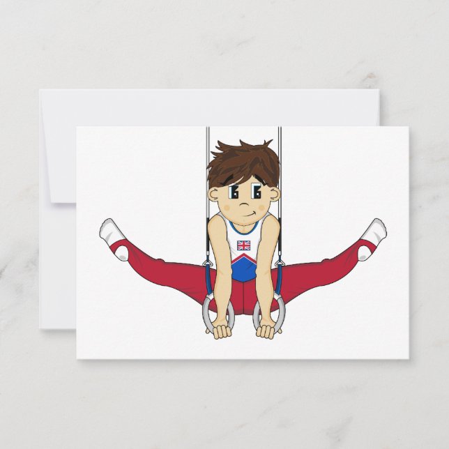 Niedliches Gymnast auf Rings RSVP Card Karte (Vorderseite)