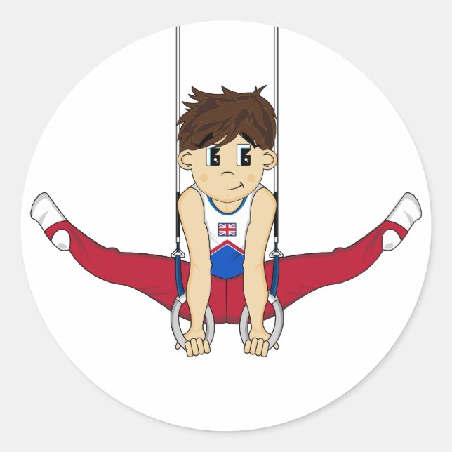 Niedliches Gymnast auf Rings Sticker (Vorderseite)