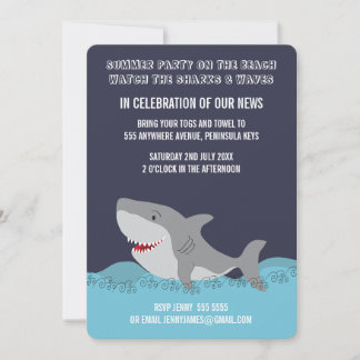 Niedliches Hai Thema Summer Beach Party Einladung