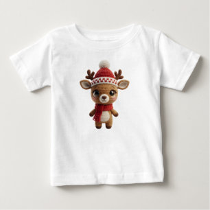 Niedliches Häkel-Rentier Baby T-shirt
