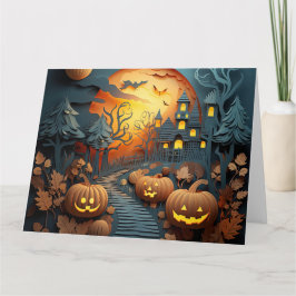 Niedliches Halloween-3D-Effektdesign Dankeskarte