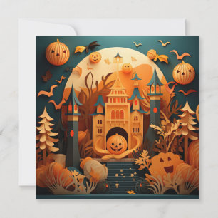 Niedliches Halloween-3D-Effektdesign Mitteilungskarte